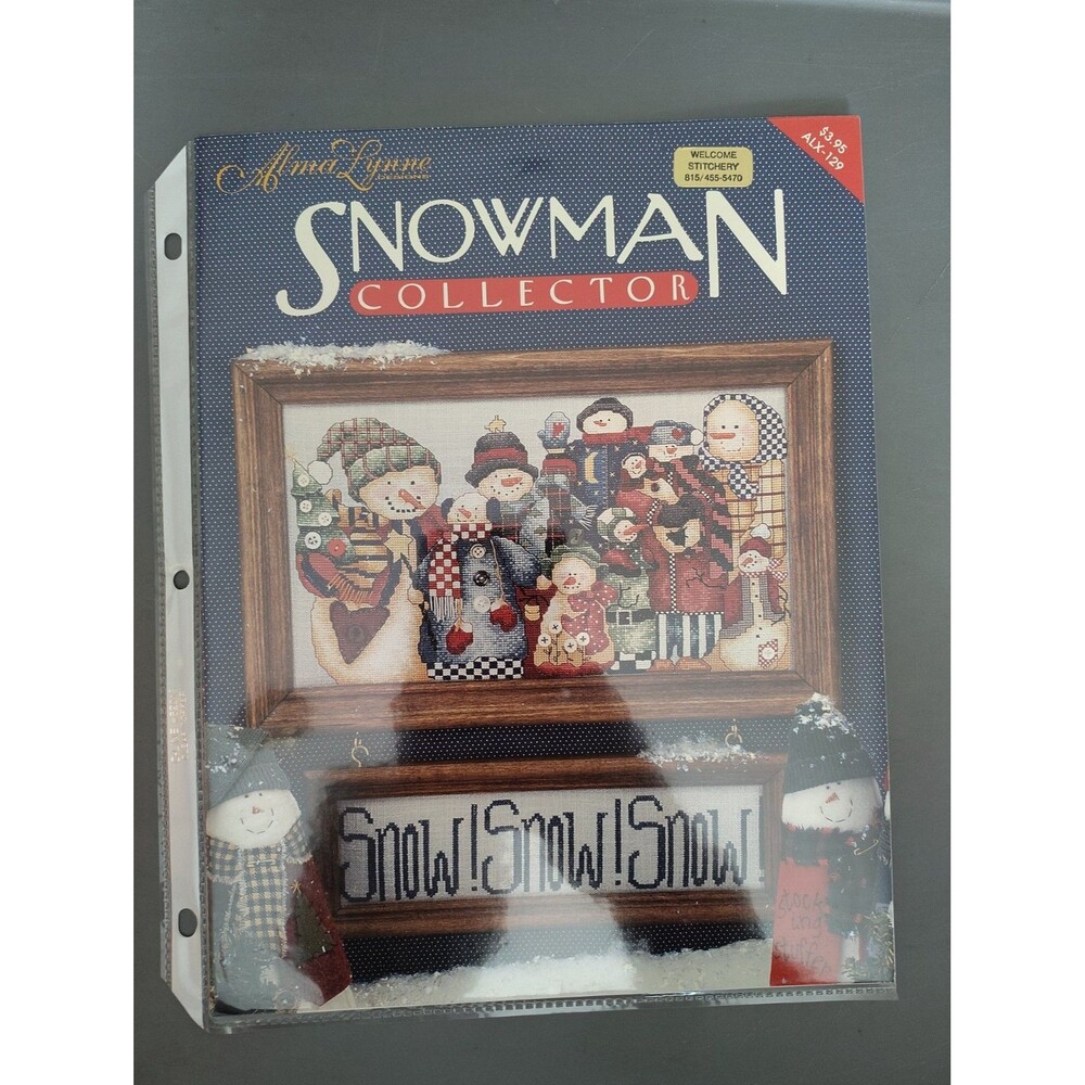 Alma Lynne Snowman Collector Counted Cross Stitch Pattern Leaflet Book 1995 VTG